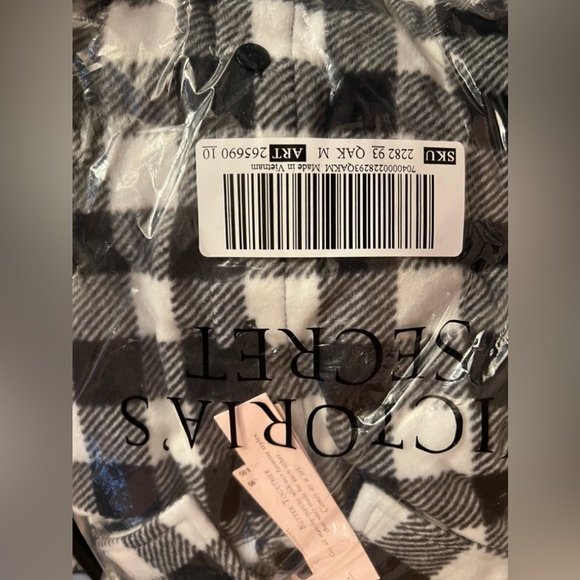 Vs pink flannel shorts & button down shirt pj’s SZ M black white buffalo check - Picture 6 of 6